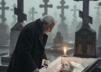 Прощаясь с внучкой, склонившись над бездыханным телом