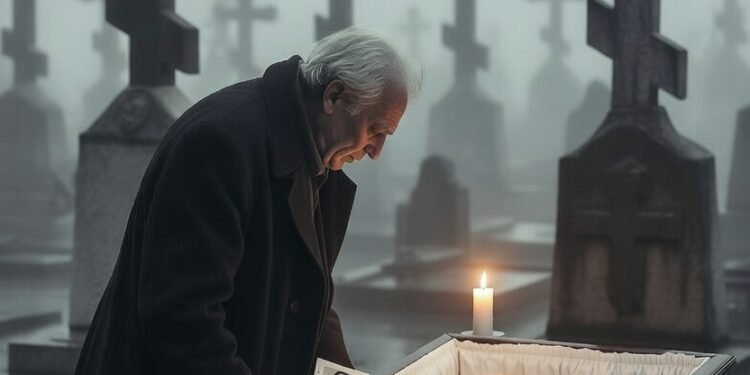 Прощаясь с внучкой, склонившись над бездыханным телом